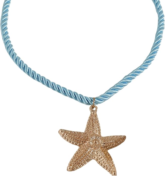 Starfish Necklace for Women,Vintage Gold Starfish Pendant Necklace Boho Colorful Rope Necklace Beach Party Classic Accessory