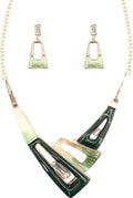 SFE Irregular Enamel Triangle Shape shell Collar Bib Bohemian Boho Statement Necklace Earrings Fashion Costume Jewelry Set for Women