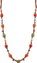 MINACHI Hippie Bohemian Colorful Ceramic Bead Long Strand Necklace, Boho Hippie Beach Summer Statement Jewelry Gift for Women