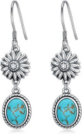 Natural Turquoise Sunflower Earrings 925 Sterling Silver Hook Western Earrings for Women You are my Sunshine Vintage Boho Jewelry Gifts for Her