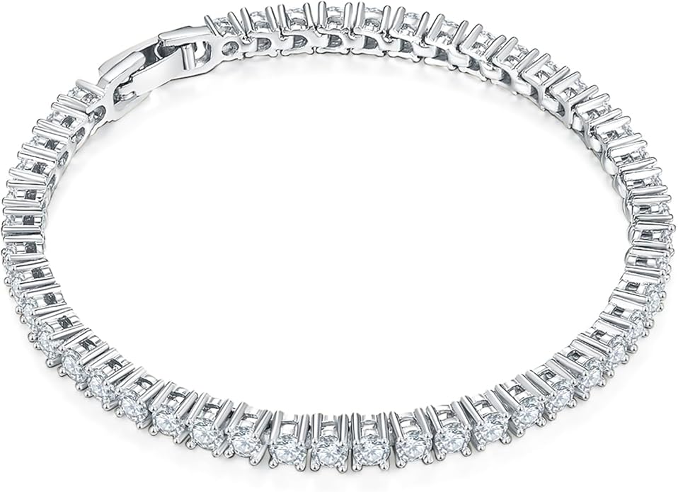 MINDDHA 14K Gold/White Gold Plated Cubic Zirconia Tennis Bracelet | Silver, Gold Bracelets for Women | Elegant CZ Tennis Bracelet for Women, Thin, Dainty, & Classic, Size 6-8 Inch