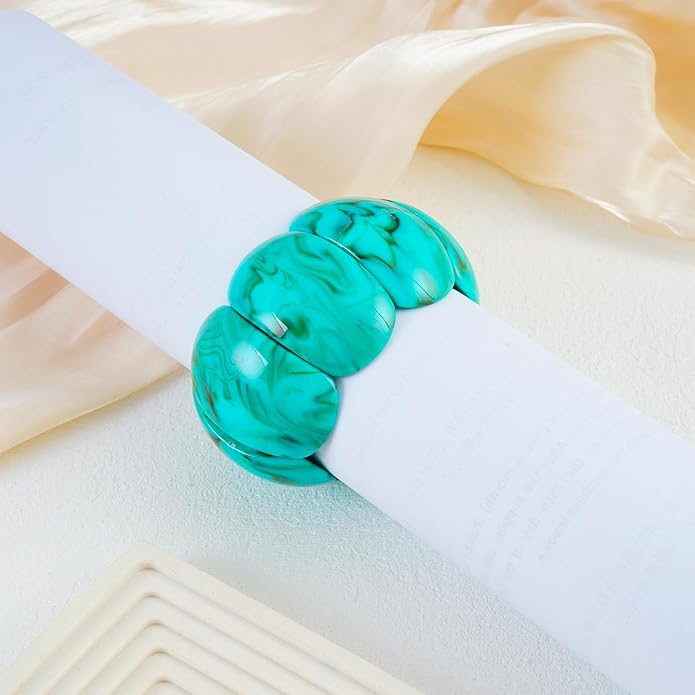 3 PCS Acrylic Resin Bracelet for Women Irregular Geometric Cuff Wide Wristband Bangles Trendy Chunky Resin Stackable Stretch Bracelet Jewelry Set