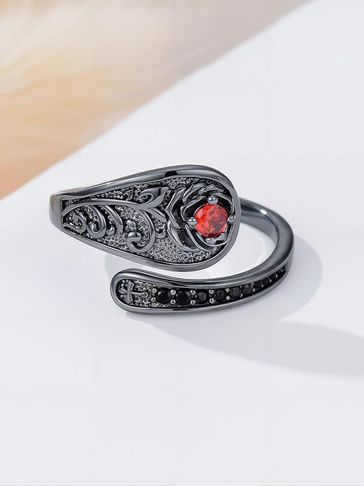 Midari Sun and Moon/Bee/Celtic/Life of Tree/Lotus Spoon Ring for Women 925 Sterling Silver Adjustable Ring Open Ring for Women Men Halloween Birthday Gift