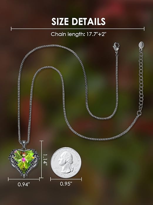 CDE Valentines Day Gifts for Women Angel Wings Necklace for Women with Birthstone, Love Heart Silver Tone/Gold Tone Pendant, Ideal Anniversary or Birthday Jewelry Gifts for Wife Girlfriend Her