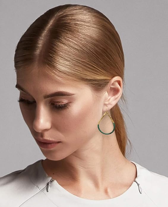 SPUNKYsoul Handmade Boho Open Teardrop Gold Patina Earrings for Women