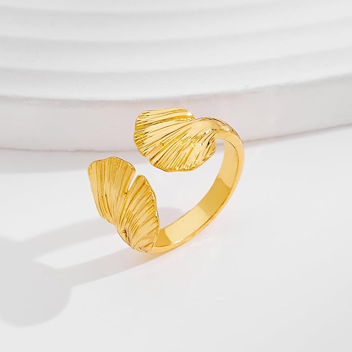 Cross Ring for Women 14 Gold Plated Hammered Texture Open Ring Size Adjustable Dainty Faith Christian Jewelry Gifts