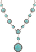 MINACHI Bohemian Created Turquoise Beaded Y-Necklace, Turquoise-toned Multi-shaped Pendant, Dainty Elegant Jewelry for Women