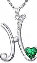 Valentines Day Gifts for Women Alphabet A to Z Initial Birthstone Pendant Necklaces for Women - 18k White Gold Plated Personalized Name Jewelry Valentine Mothers Day Birthday Gifts for Women Her Girlfriend