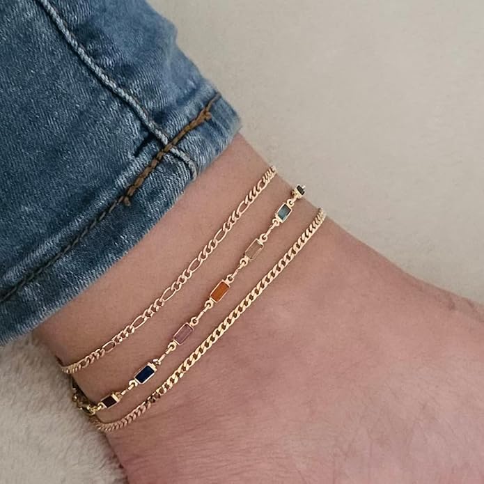 Anklets for Women 14K Gold Silver Plated Ankle Bracelets Trendy Waterproof Boho Anklets Set Adjustable Dainty Cute Diamond Beaded Heart Non Tarnish Summer Beach Jewelry Gift