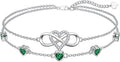 Dorunmo 925 Sterling Silver Infinity Heart Birthstone Anklet Bracelets for Women Best Mother's Day Birthday Jewelry for Wife Girlfriend Mom Her