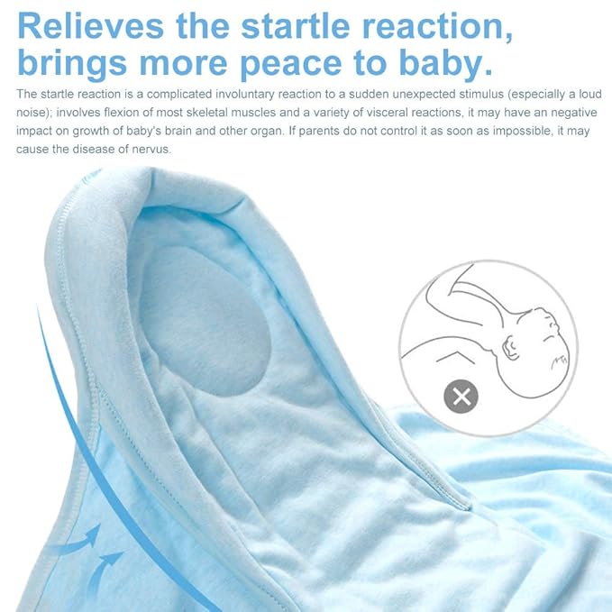 Premium Soft Cotton Baby Swaddle Blankets, Unisex Baby Blanket Wrap for Newborn Baby Boys Girls, Skin Friendly Wearable Swaddling Sleep Sack Calms Startle Reflex (Button, Blue, 0-3 Months)