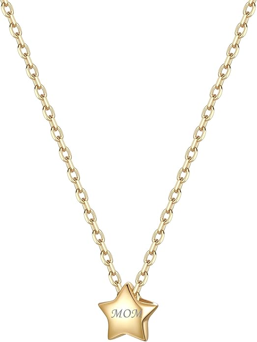 ChicSilver Personalized 925 Sterling Silver Dainty Small Heart/Star/Moon/Dot/Triangle Pendant Necklace for Women, Silver/Gold/Rose Gold/Black (with Gift Box)