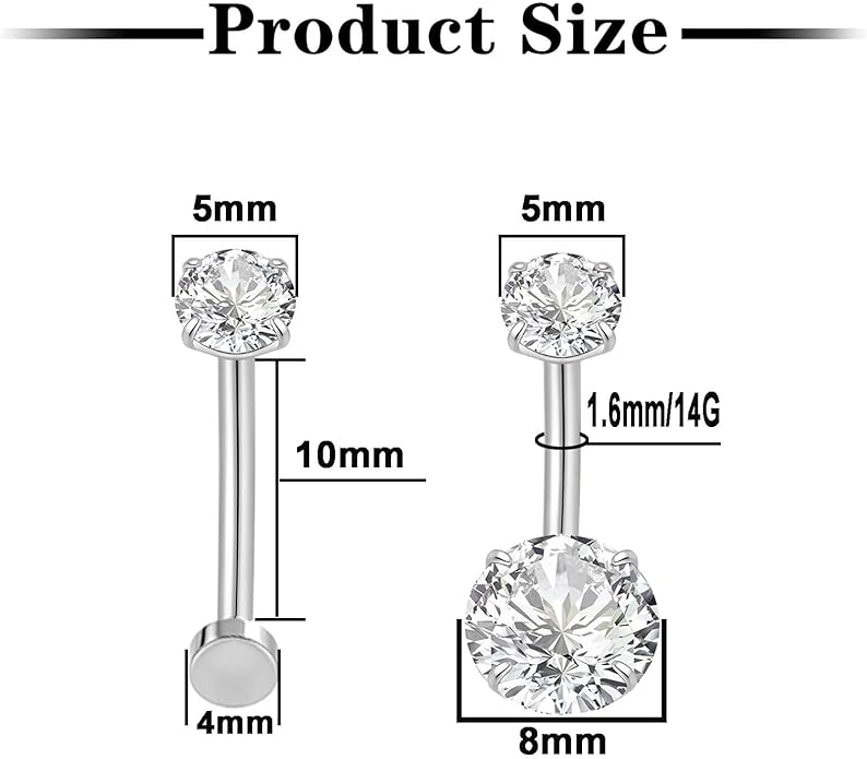Uni-J Floating Belly Button Rings G23 Titanium 14G Navel Rings - Equipped With Piercing Taper Ball Grabber Tool for Changing Jewelry