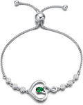 AGVANA Valentines Day Gifts Heart Birthstone Bracelets for Women Sterling Silver Genuine or Created Gemstone Tennis Bracelet Infinity Love Jewelry Anniversary Birthday Gifts for Wife Mom Women
