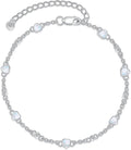 Anklet Bracelet for Women 925 Sterling Silver Natural Stone Chain Ankle Bracelet Beach Summer Fine Jewelry Valentines Day Birthday Gifts for Her Mom Wife