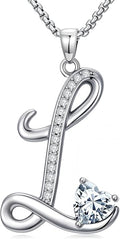 Valentines Day Gifts for Women Alphabet A to Z Initial Birthstone Pendant Necklaces for Women - 18k White Gold Plated Personalized Name Jewelry Valentine Mothers Day Birthday Gifts for Women Her Girlfriend