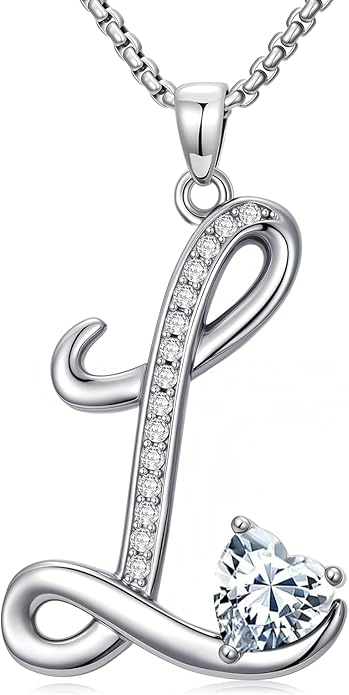 Valentines Day Gifts for Women Alphabet A to Z Initial Birthstone Pendant Necklaces for Women - 18k White Gold Plated Personalized Name Jewelry Valentine Mothers Day Birthday Gifts for Women Her Girlfriend
