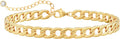 Gold Ankle Bracelets for Women Waterproof - Dainty Gold Anklets Trendy Layered 14K Gold/Silver Plated Stackable Chunky Cuban Link Chian Anklet Bracelet Set for Women Non Tarnish Jewelry Gift
