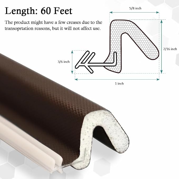 LSGCQ Kerf Weather Stripping for Door Seal Strip, 60 Ft, Front Door Seal Strip - Image 3