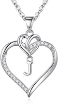 STORUP Valentines Gifts for Her Teen Girls - Heart Initial Necklaces for Women Girls, 14K-Gold-Plated CZ Initial A-Z Heart Necklaces for Teen Girl Jewelry Valentines Gifts for Women Mom Wife Sister