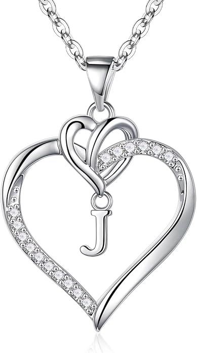 STORUP Valentines Gifts for Her Teen Girls - Heart Initial Necklaces for Women Girls, 14K-Gold-Plated CZ Initial A-Z Heart Necklaces for Teen Girl Jewelry Valentines Gifts for Women Mom Wife Sister
