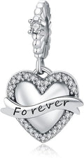 925 Sterling Silver Charms Fit Pandora Charms Bracelet I Love You to The Moon and Back Fit Wife Mom Christmas Birthday Gift