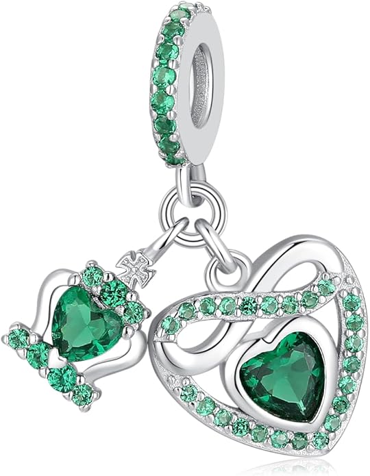 Birthstone Charms for Pandora Charms Bracelets - 925 Sterling Silver Infinity Heart Dangle Charm fit Bracelet and Necklace Birthday Jewelry Gifts For Women