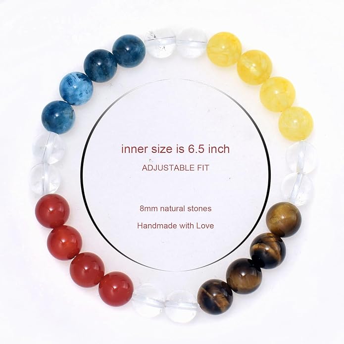 Strong Healing Crystal Bracelet 8MM Genuine Stone Bracelet Lucky Beaded Bracelet Chakra Bracelet 6.5 inch Positive Energy Inspirational Gifts for Women Mom