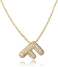 SKQIR Diamond Initial Letter Necklace for Women Bubble Gold Plated Puffy Balloon Alphabet Crystal Zircon Pendant Name Necklace Dainty Charms Trendy Jewelry Gift for Women