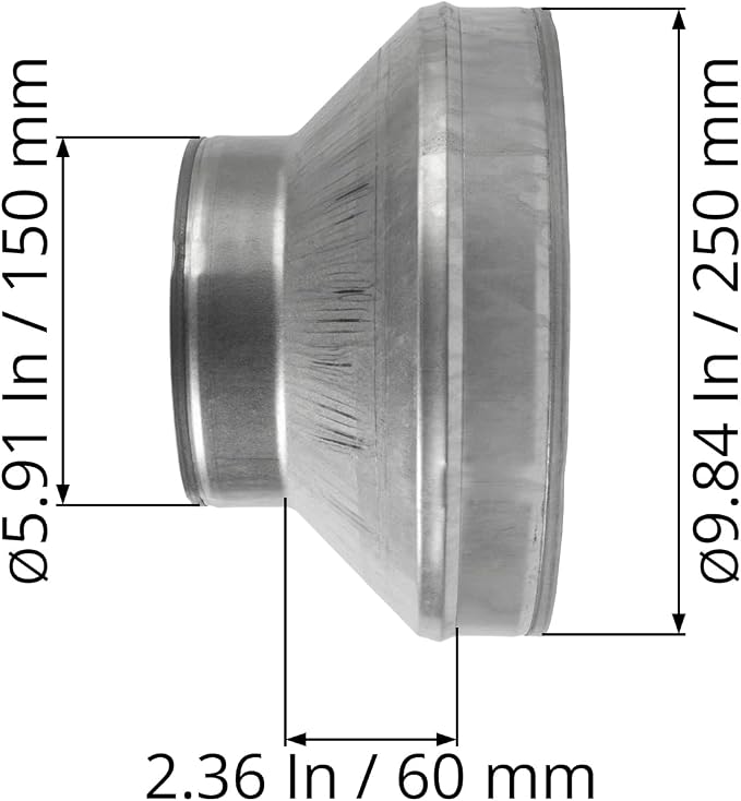 10" to 6" Inch Galvanized Steel Round Duct Reducer - Image 6