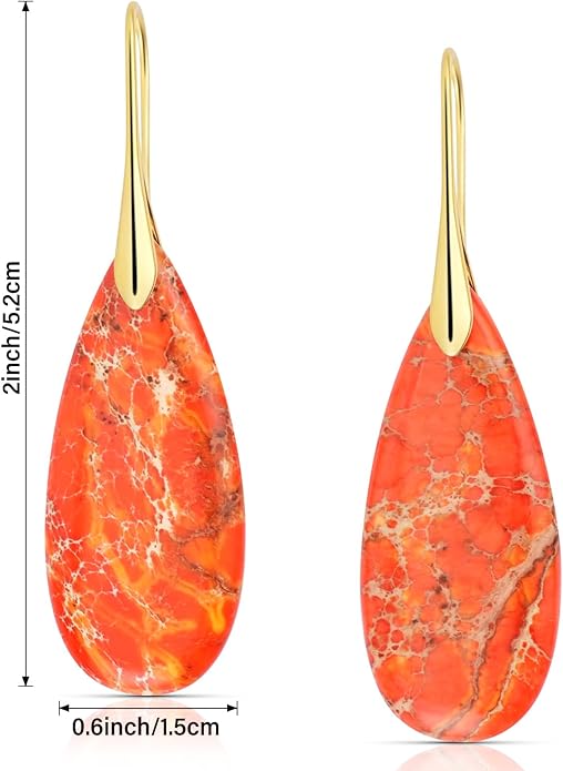 Bohemian Chic Emperor Stone Dangle Earrings for Women - Healing Crystal Drop Earrings with Gold-Plated Fishhooks, Artistic Free-Spirited Gift for Valentine‘s Day or Everyday Wear