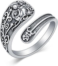 Midari Sun and Moon/Bee/Celtic/Life of Tree/Lotus Spoon Ring for Women 925 Sterling Silver Adjustable Ring Open Ring for Women Men Halloween Birthday Gift