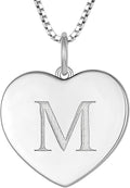 YL Initial Necklace 925 Sterling Silver Square/Round/Heart Letter Pendant A-Z Alphabet Polished Jewelry for Women