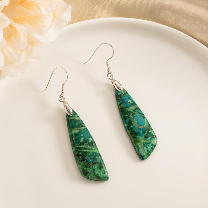 SELOVO Jasper Stone Earrings for Women Trendy Dangle Earrings Fishhook Drop Earrings
