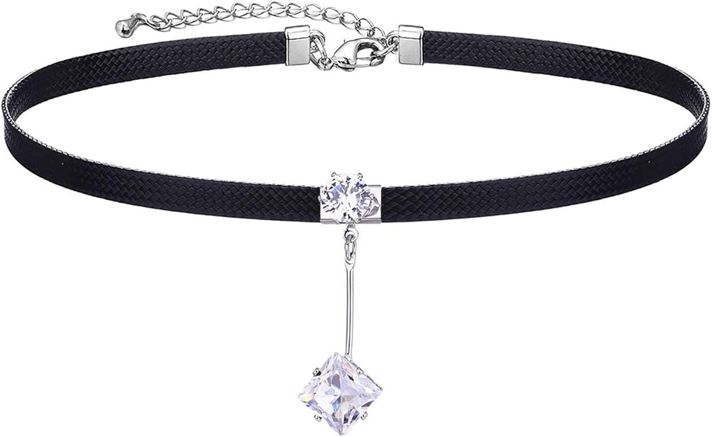 Yonhon Black Choker Necklace for Women,Gold/Siver Tone Choker Necklace with Elegant Pendantant
