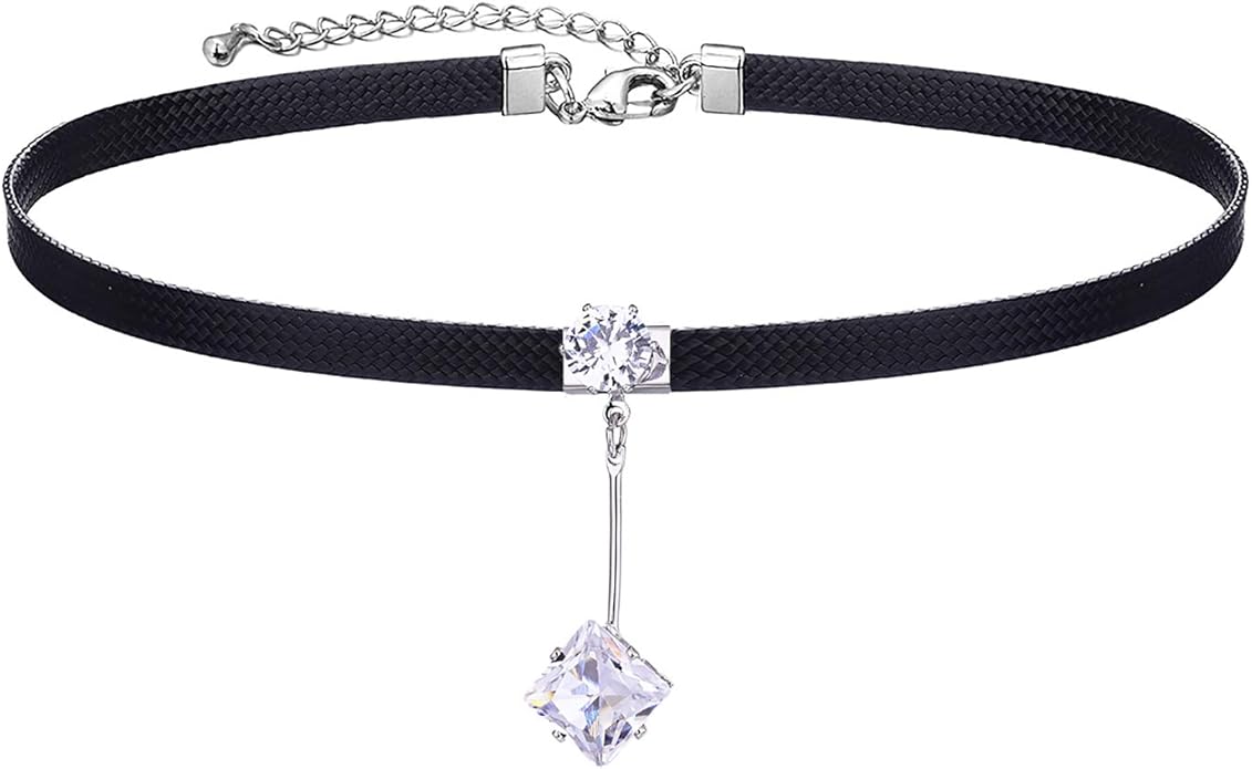 Yonhon Black Choker Necklace for Women,Gold/Siver Tone Choker Necklace with Elegant Pendantant