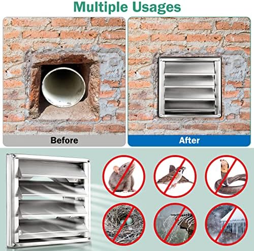 4" Metal Dryer Vent Cover for Exterior Wall, Stainless Steel - Image 5