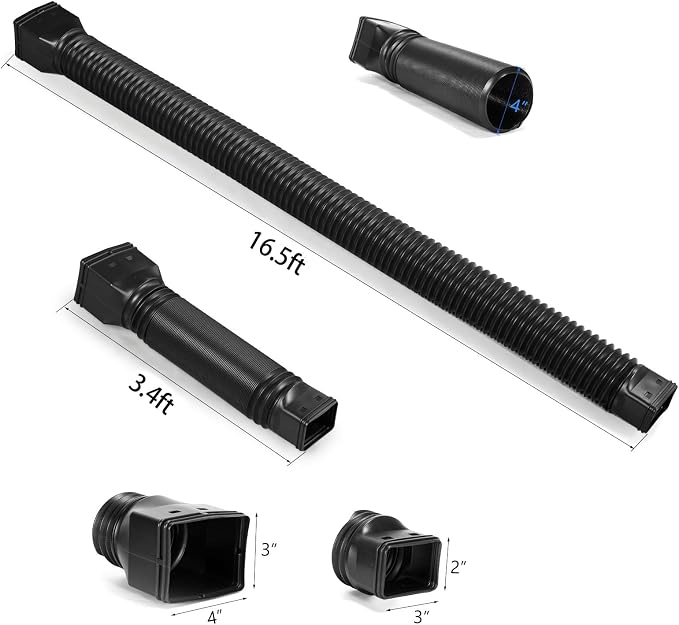 plusgutter 16.5ft Long Gutter Downspout Extensions Flexible, Down Spout Drain - Image 6