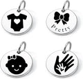 SM Design Pregnancy & New Baby Charm Set – Set of 4 Meaningful Stainless Steel Charms – Great for Crafting, Making Bracelets and Necklaces - Meaningful Keepsake Charms for Expecting & New Moms
