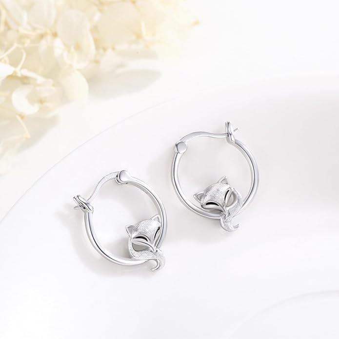 JUSTKIDSTOY Hypoallergenic Panda/Unicorn/Hummingbird/Dolphin Hoop Earrings for Women 925 Sterling Silver Animal Huggie Hoop Earrings Jewelry Gifts for Sensitive Ears