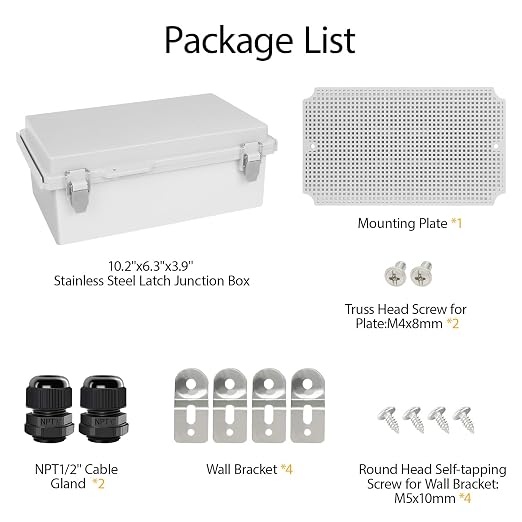 Electrical Box, IP67 Waterproof Hinged Cover Stainless Steel Latch Junction Box - Image 8
