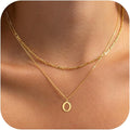 Initial Necklaces for Women Dainty Gold Silver Layered Letter Pendant Necklace Cute Figaro Chain Choker Necklace Personalized Trendy Stuff Jewelry Stack Gift for Women Her
