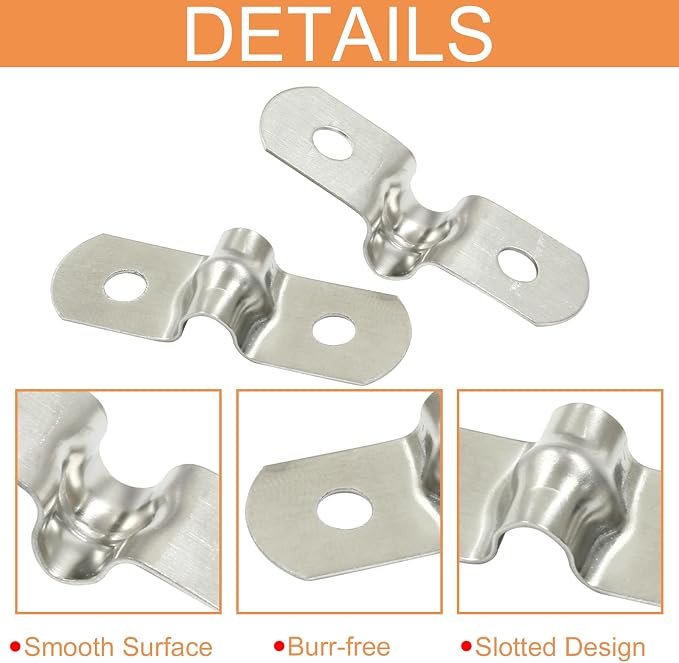 Piutouyar 50 Pack 5mm Two Hole Strap U Bracket, 3/16 Inch | 304 Stainless Steel - Image 3