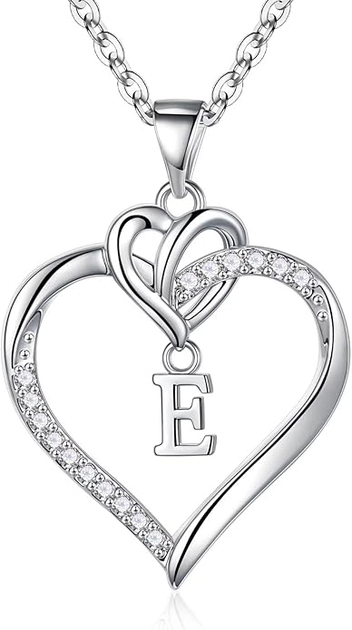 STORUP Valentines Gifts for Her Teen Girls - Heart Initial Necklaces for Women Girls, 14K-Gold-Plated CZ Initial A-Z Heart Necklaces for Teen Girl Jewelry Valentines Gifts for Women Mom Wife Sister