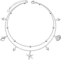 S925 Sterling Silver Ankle Bracelets Anchor/infinity/Starfish Anklet for Women Blue Opal Moonstone Anklet Foot Chain Beach Anklets Jewelry