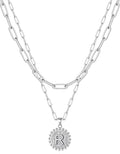 Yoosteel Valentines Gifts for Women Her - Gold Layered Initial Necklaces for Women 14K Gold Plated Dainty Layering Paperclip Link Chain Necklace Coin Initial Necklace Birthday Gifts for Teen Girls