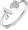 Valentines Day Gift Initial Rings for Teen Girls - S925 Heart Sterling Silver Rings for Teen Girls | 14K Gold/Rose Gold/Sterling Silver Plated Ring for Girls Kids Women Ring for Teenager Girls Gifts Adjustable, No Tarnish, Hypoallergenic