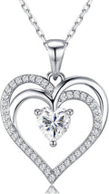 Moissanite Necklace for Women, S925 Sterling Silver Necklace, Mom Birthday Gifts, Anniversary Present for Wife Women, Jewelry Gifts for Valentine's Day