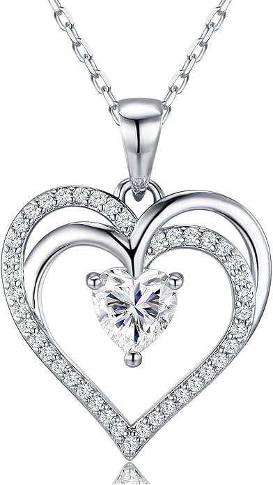 Moissanite Necklace for Women, S925 Sterling Silver Necklace, Mom Birthday Gifts, Anniversary Present for Wife Women, Jewelry Gifts for Valentine's Day