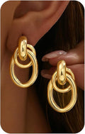 14K Gold Plated Knot Statement Earrings for Women Hypoallergenic Chunky Drop Dangle Earrings - Lightweight Fashion Accessories Gold Jewelry Gifts for Womens Trendy